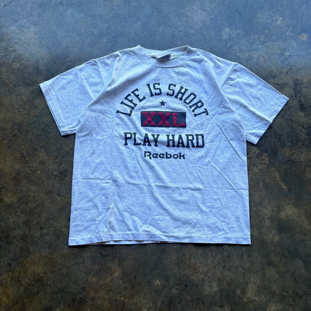 Vintage 90s Reebok PLAY‎ Hard T-shirt